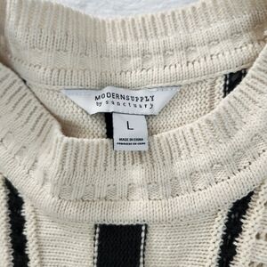 MODERN SUPPLY SANCTUARY Crochet Knit Crewneck Sweater Cream Black Women's Large‎